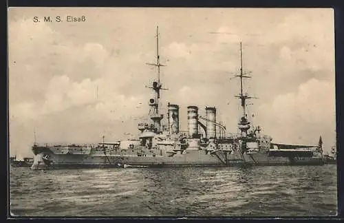 AK Kriegsschiff SMS Elsass, Backbordseite