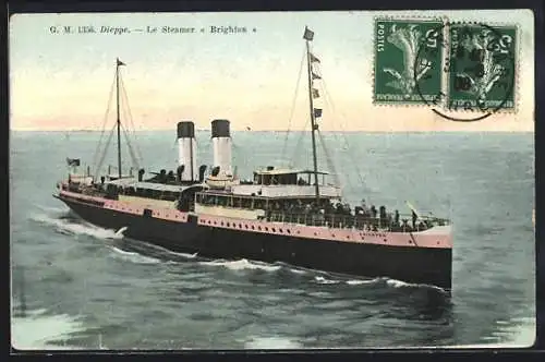 AK Dieppe, Le Steamer Brighton, Passagierschiff auf See