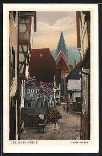 AK Geislingen /Steige, Hansengasse mit Blick zur Kirche