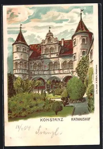 Lithographie Konstanz, Blick in den Rathaushof