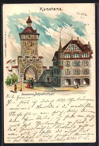 Lithographie Konstanz, Blick auf Äusseres Schnetztor