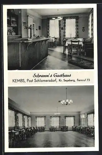 AK Kembs /Schlamersdorf, Schramm`s Gasthaus, Innenansichten