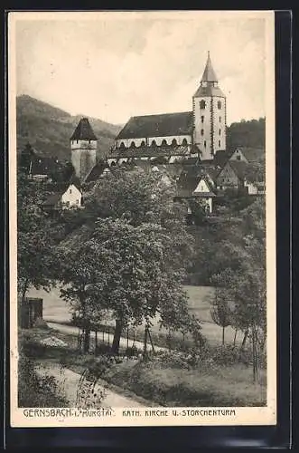 AK Gernsbach i. Murgtal, Kath. Kirche und Storchenturm