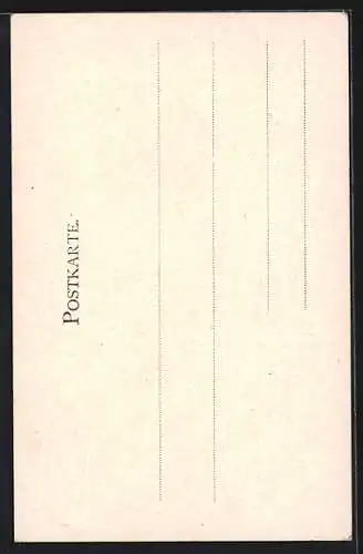 Lithographie Dresden, Palais im Grossen Garten, florales Passepartout