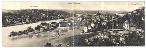 Klapp-AK Passau, Panorama mit Mariahilfberg und Festung Oberhaus