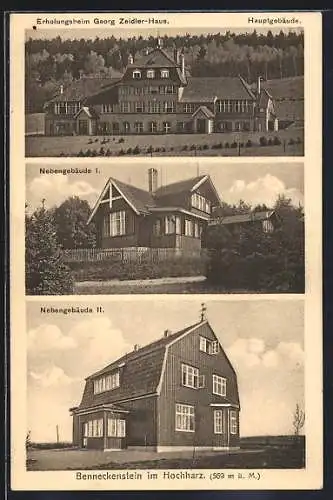 AK Benneckenstein, Erholungsheim Georg-Zeidler-Haus, Hauptgebäude, Nebengebäude I. u. II.