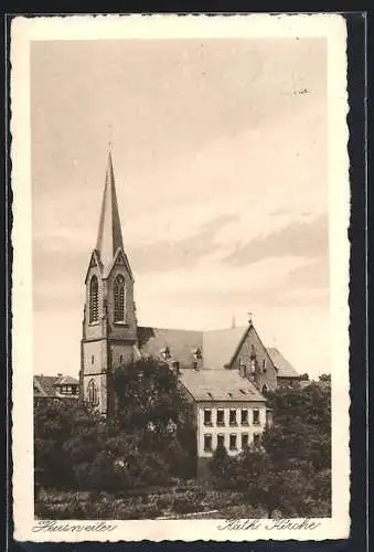 AK Heusweiler, Blick auf die Kath. Kirche