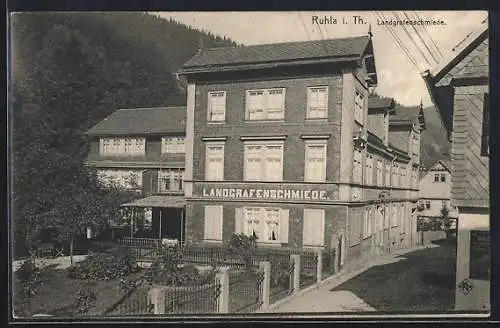 AK Ruhla i. Th., Strassenpartie am Gasthaus Landgrafenschmiede