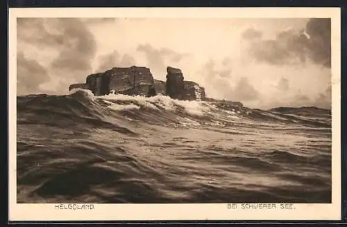 AK Helgoland, Bei schwerer See, Fotograf F. Schensky