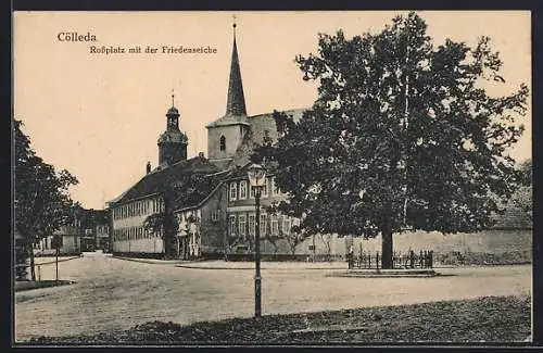 AK Cölleda, Rossplatz mit der Friedenseiche