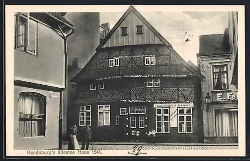 AK Rendsburg, Gasthaus und Ausspann Johann Verdick, Schleifmühlenstrasse 2, ältestes Haus der Stadt