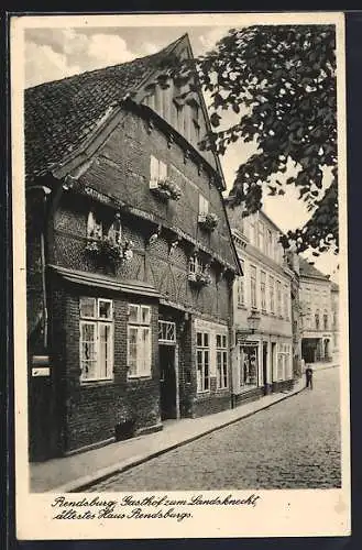 AK Rendsburg, Gasthof zum Landsknecht, Ältestes Haus Rendsburgs