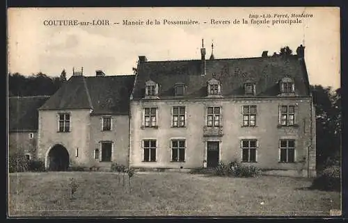 AK Couture-sur-Loir, Manoir de la Possonnière, Revers de la facade principale