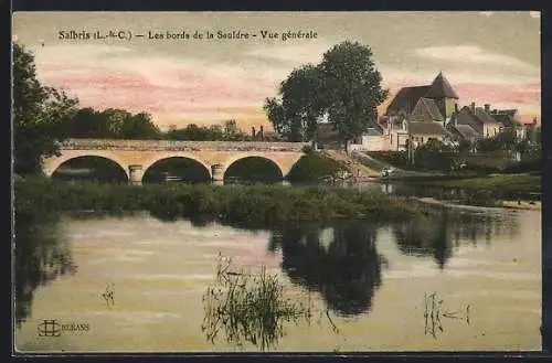 AK Salbris, Les bords de la Sauldre, Vue générale