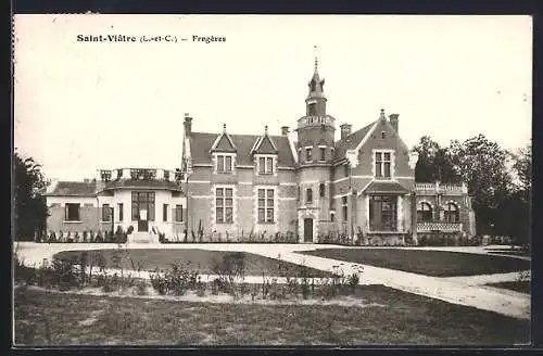 AK Saint-Viâtre, Frégebre, vue du manoir élégant et jardins devant