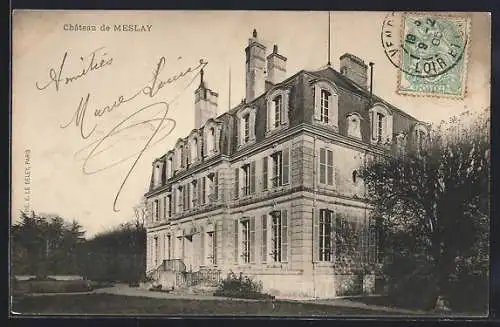 AK Meslay, Château de Meslay avec dédicace manuscrite