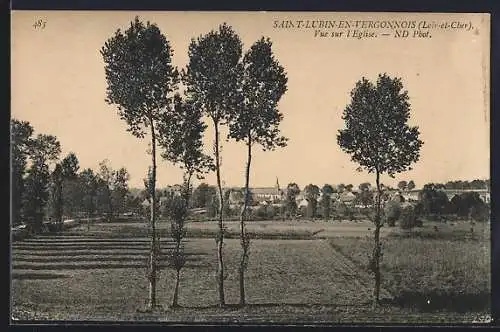 AK Saint-Lubin-en-Vergonnois, Vue sur l`église