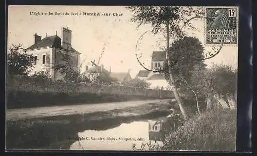 AK Monthou-sur-Cher, L`Église et les Bords du Havé