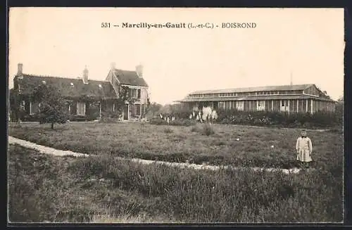 AK Marcilly-en-Gault, Vue sur la maison Boisrond avec jardin et enfant au premier plan