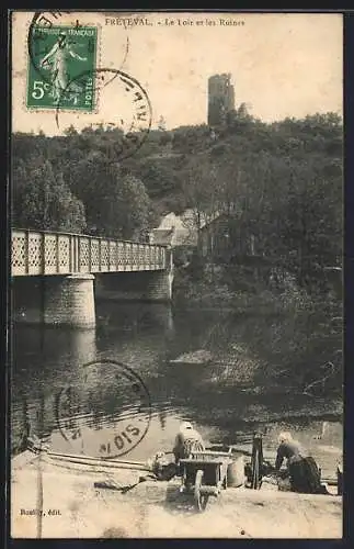 AK Fréteval, Le Loir et les Ruines