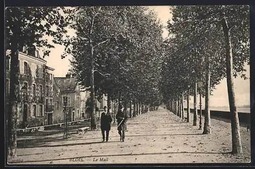 AK Blois, Le Mail et promenade bordée d`arbres