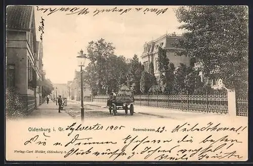 AK Oldenburg i. Gr., Wagen des Käselagers J. A. H. Ness jr. in der Rosenstrasse