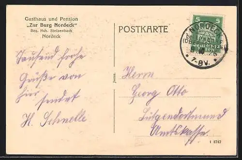 AK Nordeck, Gasthaus und Pension Zur Burg Nordeck, Bes. Hch. Stelzenbach