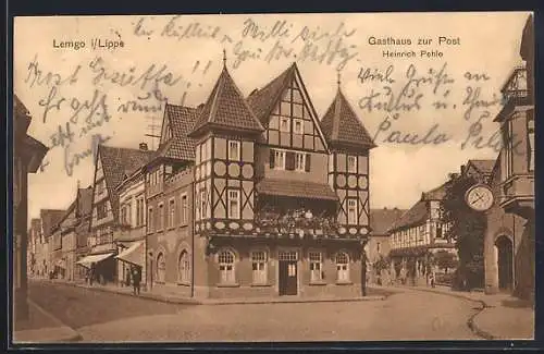 AK Lemgo i. Lippe, Gasthaus zur Post, Bes. Heinrich Pehle