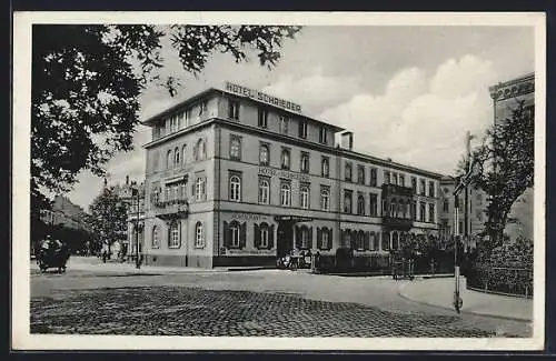 AK Heidelberg, Hotel Schrieder mit Strassenpartie, Bes. G. Schwaderer