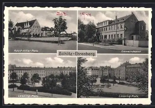 AK Böhlitz-Ehrenberg, Platz, Gemeideamt, Lessing-Platz