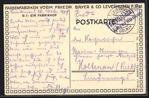 AK Leverkusen a. Rh., Farbenfabriken vorm. Friedr. Bayer & Co., Ein Fabrikhof