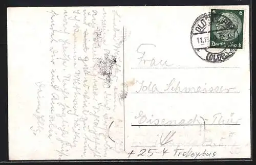 AK Oldenburg i. O., Trollibus und Gertruden-Kapelle, Lastkraftwagen, Kirche