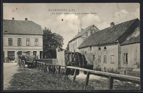 AK Oldenburg i. Gr., Strasse Äusserer Damm mit Wassermühle