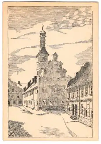 AK-Druckplatte Geiselhöring /Ndby., Rathaus, erbaut 1525, mit Druckplatte, inklusive 7 Drucken