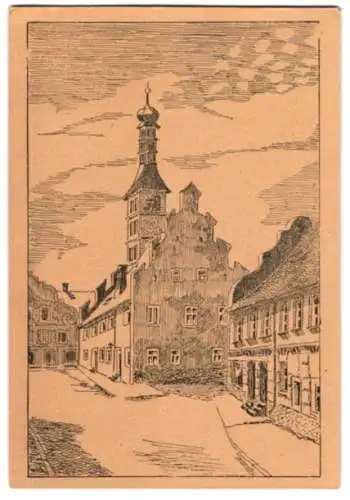 AK-Druckplatte Geiselhöring /Ndby., Rathaus, erbaut 1525, mit Druckplatte, inklusive 7 Drucken