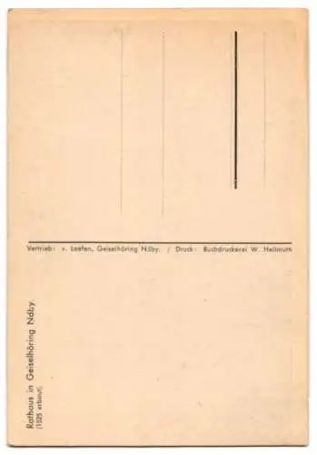 AK-Druckplatte Geiselhöring /Ndby., Rathaus, erbaut 1525, mit Druckplatte, inklusive 7 Drucken