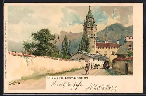 Künstler-AK Edward Harrison Compton: Hall, Strassenpartie am Münzerturm