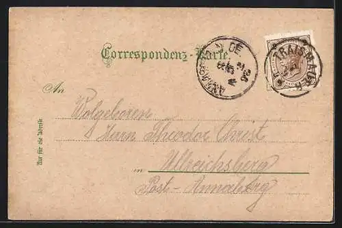 Lithographie Traismauer, Neue Schule, Ortsansicht anno 1672