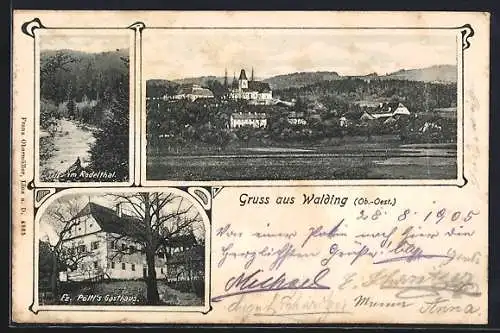 AK Walding, Ortsansicht, Gasthaus Fz. Pöttl's