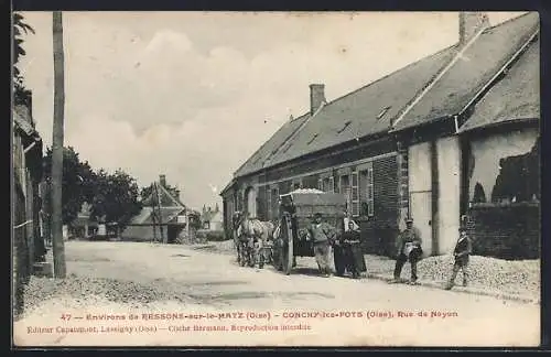 AK Conchy-les-Pots, Rue de Noyon, Strassenpartie