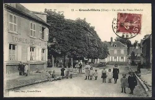 AK Grandvilliers, Un coin du Franc-Marché