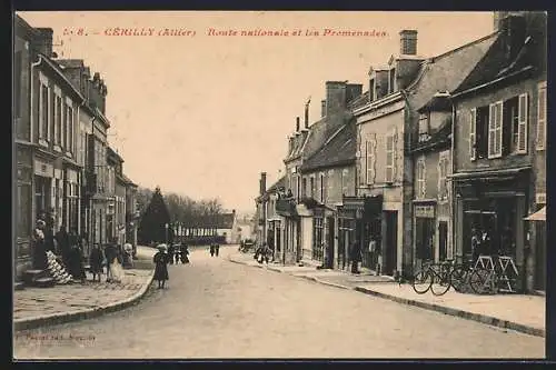 AK Cèrilly, Route nationale et les Promenades