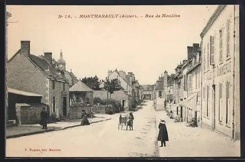 AK Montmarault, Rue de Moulins, Strassenpartie