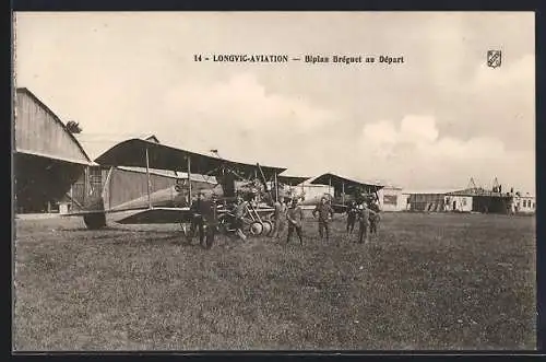 AK Longvic-Aviation, Biplan Bréguet au Départ, Doppeldecker, Flugzeuge