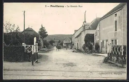 AK Pouillenay, La Rue Principale, Strassenpartie