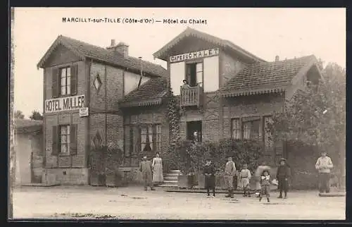 AK Marcilly-sur-Tille, Hotel Muller, Café du Chalet