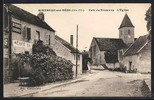 AK Mirebeau-sur-Béze, Café du Tramway, l'Église