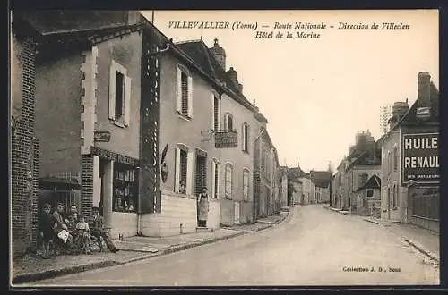 AK Villevallier, Route Nationale, Direction de Villecien, Hotel de la Marine