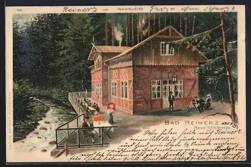 Lithographie Bad Reinerz, Gasthaus Neue Schmelze