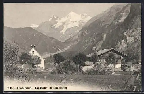 AK Kandersteg, Landschaft mit Blümlisalp